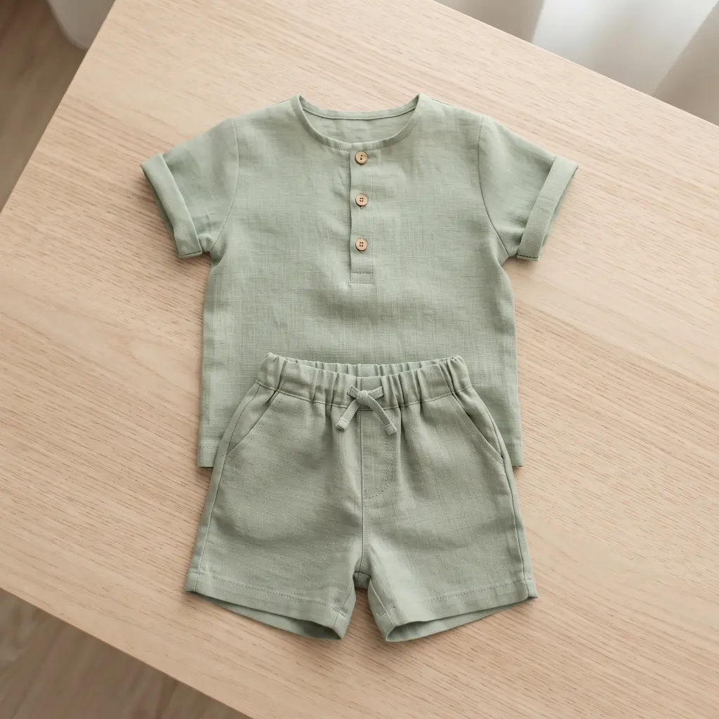 Setelan Celana Pendek & Kemeja Linen