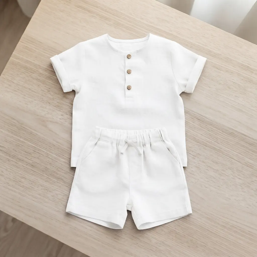 Setelan Celana Pendek & Kemeja Linen