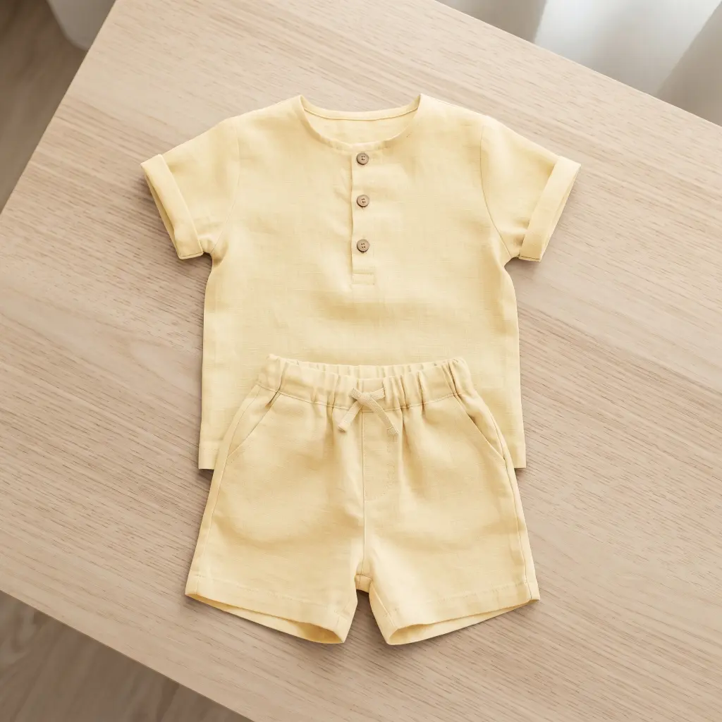 Setelan Celana Pendek & Kemeja Linen